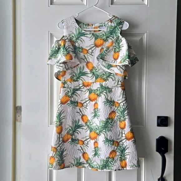 WHY Dress Pineapple Print off the Shoulder Midi Dress - Picture 1 of 6